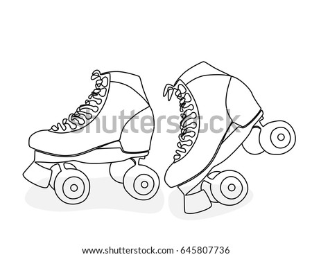 Hand Line Drawing Roller Skates Stock Vector 645807736 - Shutterstock