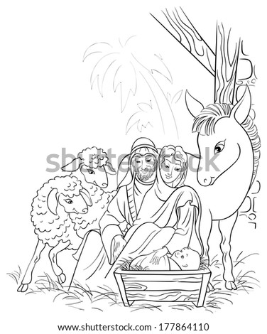 Sketches Of Christmas Nativity Sketch Templates