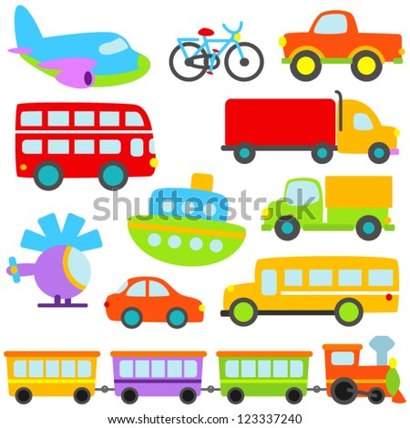 Cartoon Vector Transportation Set Stock Vector 123337240 - Shutterstock