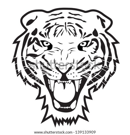 Tiger Outline Vector Stock Vector 139133909 - Shutterstock