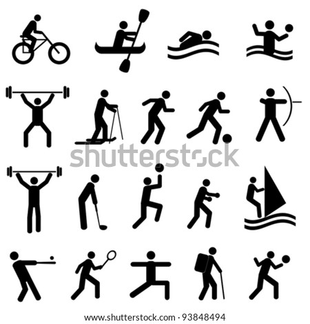 Sports Icon Set Black Stock Vector 93848494 - Shutterstock