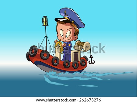 Cartoon Captain Sailor Uniform On Ship Stock Vector 262673276 ...