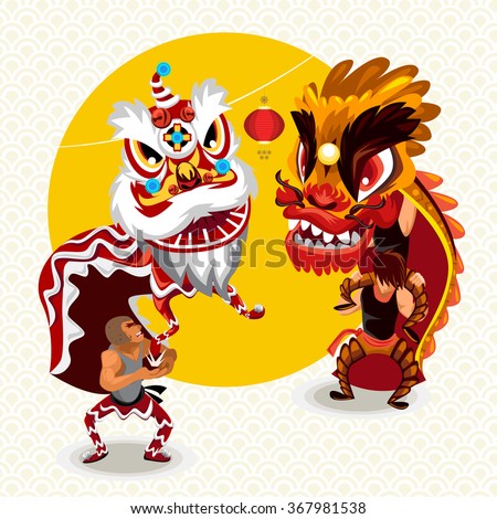 Chinese Lunar New Year Lion Dance Fight