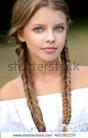 Girl Braided Pigtails Portrait Braids Stock Photo (Royalty 