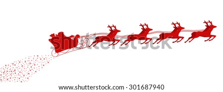 Santa Claus driving in a sledge with stars