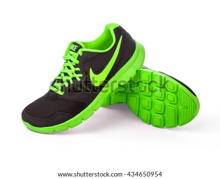 Chisinau, Moldova- May 27, 2015: New style nike shoes. Taken at studio and isolated over white background - illustrative editorial