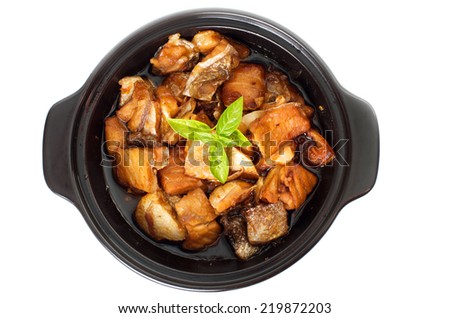 Vietnamese caramelized fish in clay pot - Ca Kho To - top view