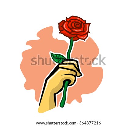Vector Illustration Hand Holding Red Rose Stock Vector 364877216 ...