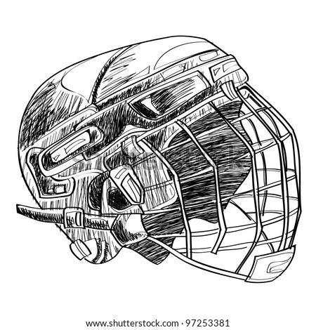 Hockey Helmet Sketch Cartoon Vector Illustration Stock Vector 97253381 ...