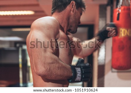 Moorsel, Aalst, Belgium - October 13, 2012 - professional Belgian stuntman Olivier Bisback on training for the next movie