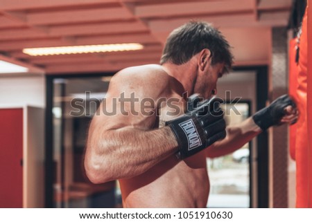 Moorsel, Aalst, Belgium - October 13, 2012 - professional Belgian stuntman Olivier Bisback on training for the next movie