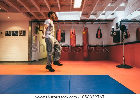 Aalst, Belgium - October 13, 2012: professional stuntman O.B. on training for the next movie