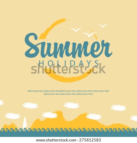 banner summer holidays with sea, sun and sailing