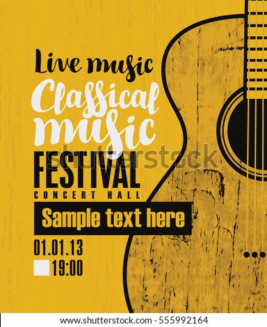 vector banner for the concert of classical live music with a guitar