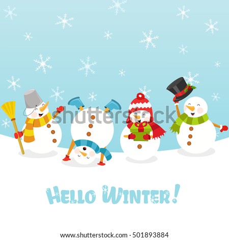 Hello Winter Card With Snowman