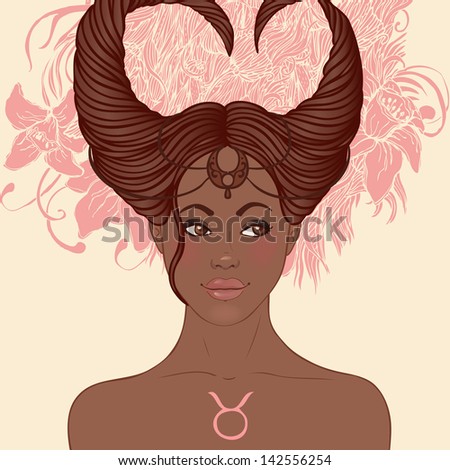 Zodiac Beautiful Girls Set African American Stock Vector 142554763 ...