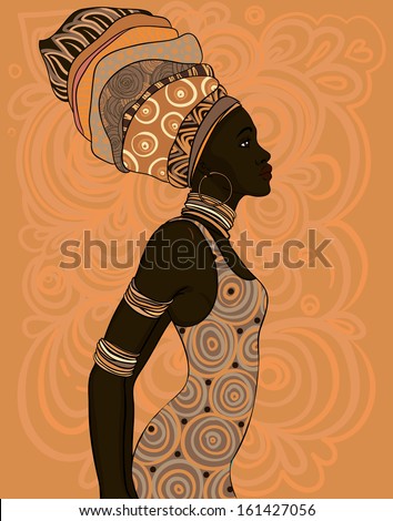 Vector Illustration Beautiful Black Woman African Stock Vector