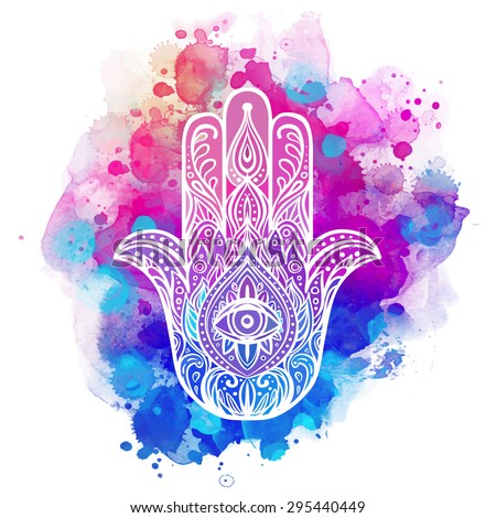 Ornate Hand Drawn Hamsa Popular Arabic Stock Vector 