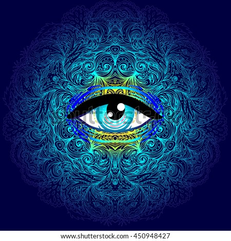 Sacred Geometry Symbol With All Seeing Eye In Acid Colors Mystic Alchemy Occult Sacred Geometry Symbol With All Seeing Eye In Acid Colors Mystic Alchemy Occult