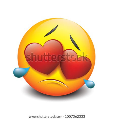 Cute Crying Sad Emoticon Love Emoji Stock Vector 1007362333 - Shutterstock