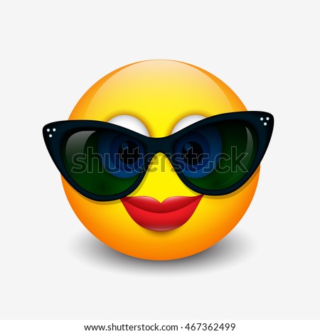 Cute Smiling Emoticon Wearing Black Sunglasses Stock Vector 467362499 ...