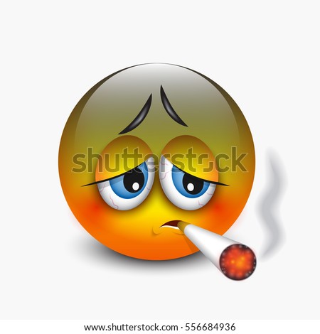 Emoticon Smoking Cigarette Emoji Vector Illustration Stock Vector ...