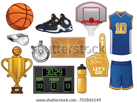 Basketball Equipment Set Stock Vector (Royalty Free) 705866149