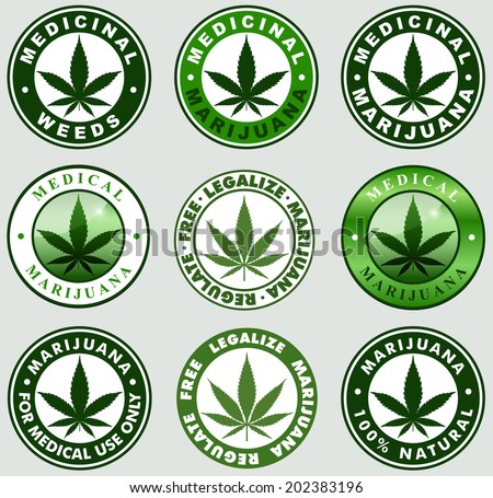 set medical medicinal marijuana labels cannabis stock vector 202383196