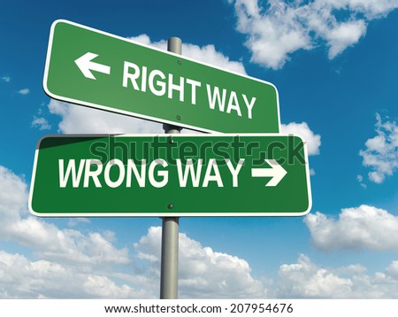 Road Sign Right Way Wrong Way Stock Illustration 207954676 - Shutterstock