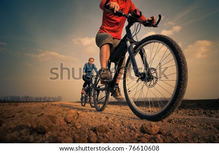 two cyclist relax biking outdoors