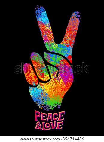 Hippie Symbols Two Fingers Sign Victory Stock Vector 356714486 ...