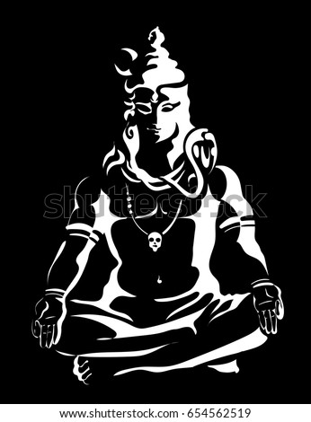 Lord Shiva Lotus Position Maha Shivaratri Stock Vector ...