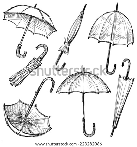 Umbrellas Sketches Stock Illustration 223282066 - Shutterstock