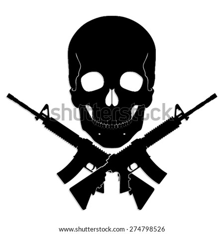 Download Skull Crossed Guns Black White Vector Stock Vector ...