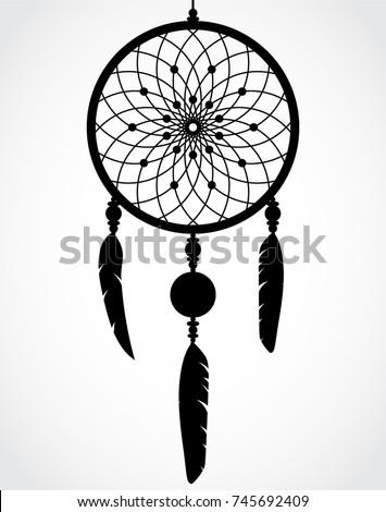 Download Silhouette Beautiful Dreamcatcher Stock Vector 745692409 ...