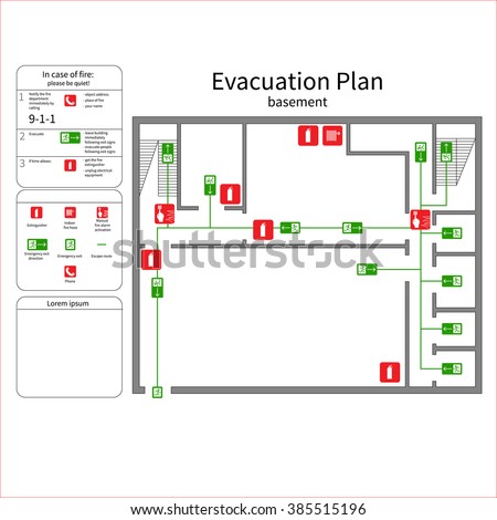 Evacuation Plan Basement Stock Vector 385515196 - Shutterstock