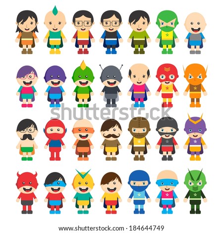 Download Cartoon Super Hero Character Pack Stock Vector 184644749 ...