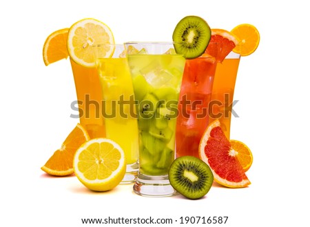 A Row of colorful juices