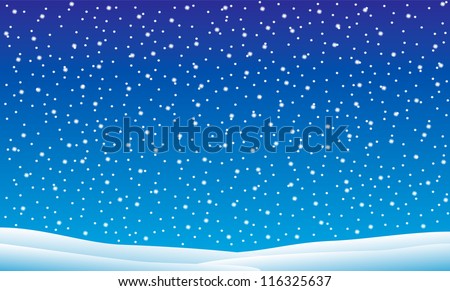 Winter landscape with falling snow - vector illustration
