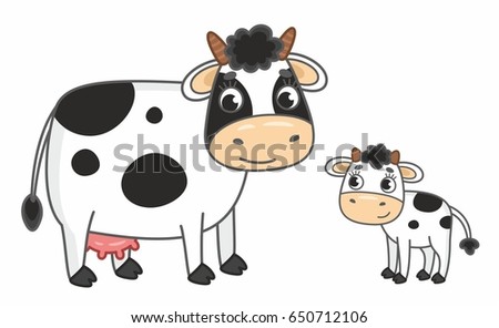 Download Cartoon Vector Mother Cow Her Cub Stock Vector 650712106 ...