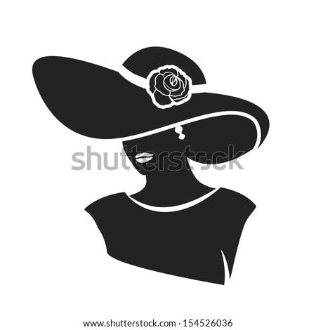 Download Beautiful Female Face Hat Black Silhouette Stock Vector ...