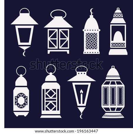 set of arabic Ramadan lanterns. vector icons