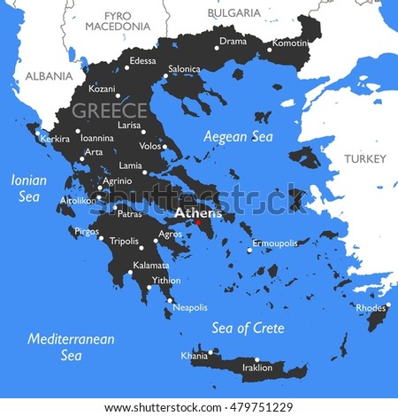 Greece Map Vector Detailed Color Greece Stock Vector 479751229 ...