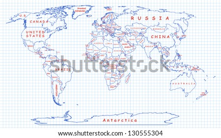 World Map With Country Names Stock Images, Royalty-Free Images