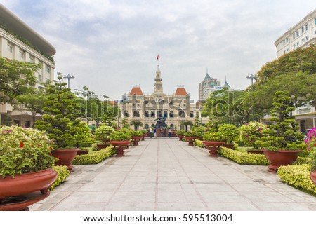 HO CHI MINH CITY, VIET NAM, January 25, 2017 the headquarters downtown Sai Gon, Vietnam, on the occasion of New Year