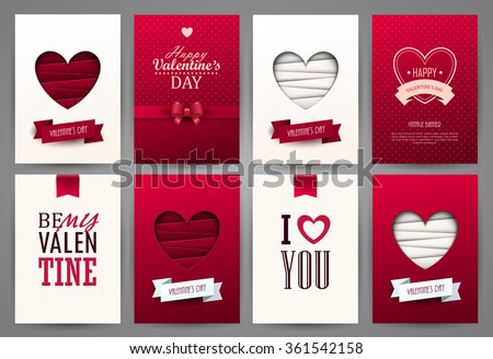 Valentine cards set. Vector illustration.
