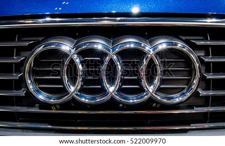 Guangzhou,China - NOV 24: AUDI car logo on Nov. 24, 2016 in Guangzhou.