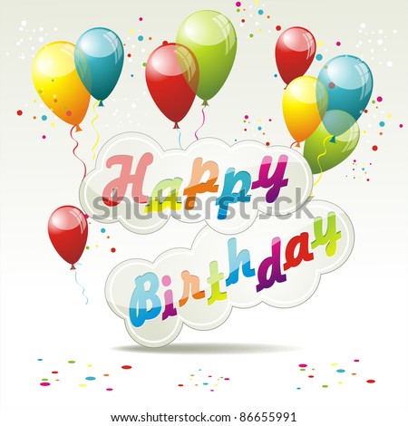 Illustration Happy Birthday Card Balloons Stock Vector 86655991 ...