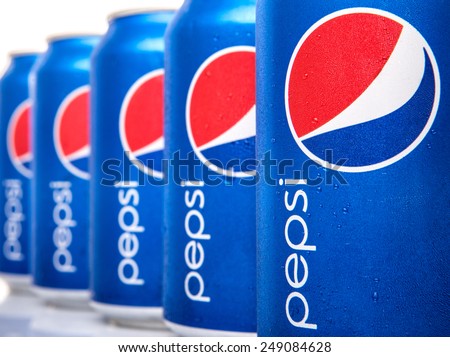 KUALA LUMPUR, MALAYSIA - FEBRUARY 2ND 2015. Cans of Pepsi drinks. Pepsi is a carbonated soft drink produced and manufactured by PepsiCo Inc. an American multinational food and beverage company.