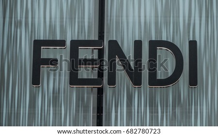 TOKYO, JAPAN - JULY 22TH, 2017. Italian luxury fashion house Fendi sign.